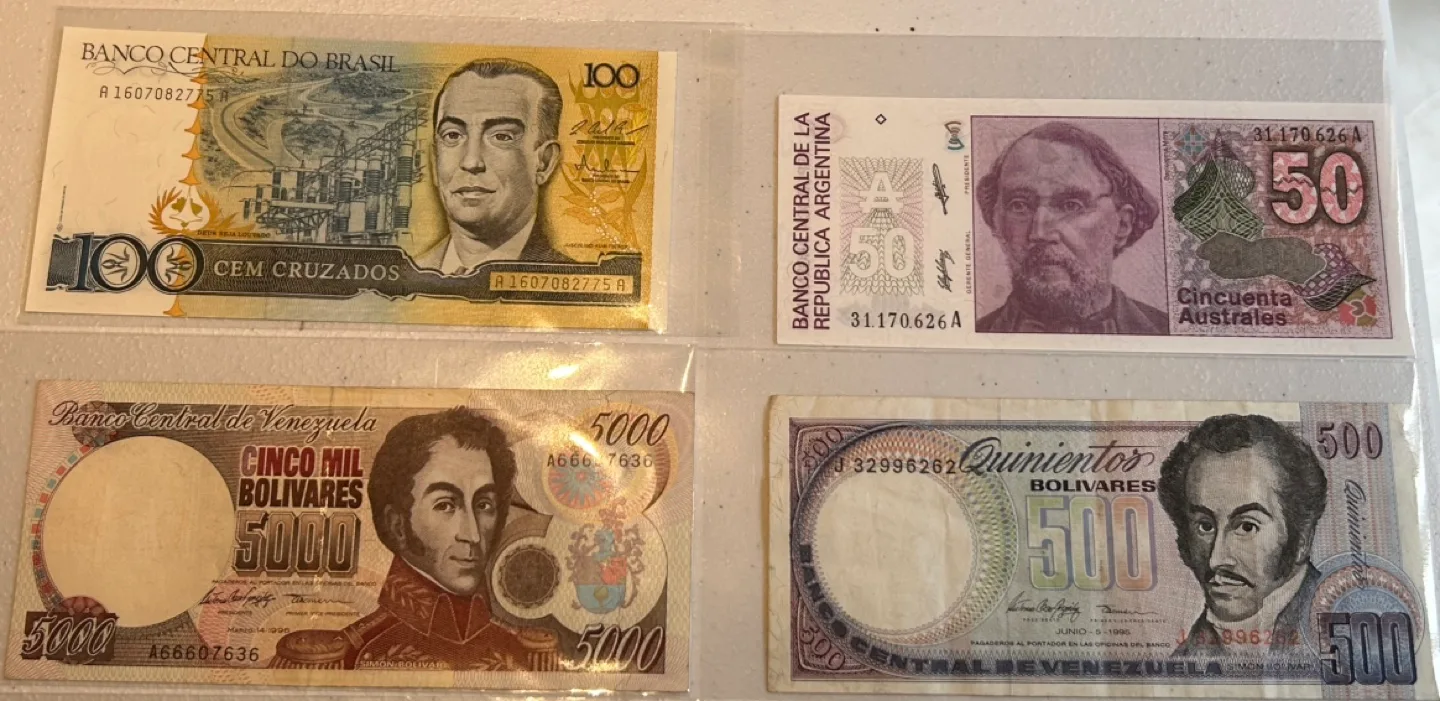 Collection of vintage banknotes from South America image indicator(3)