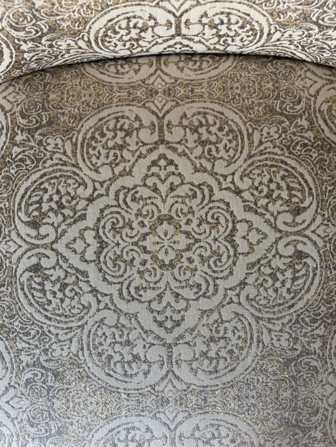 Accent Chair, Gold and Beige Damask Upholstery - photo 4