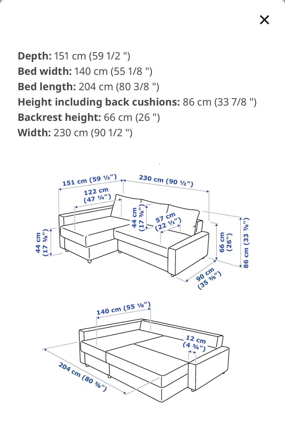 IKEA Friheten Corner Sofa Bed - Blue - photo 4
