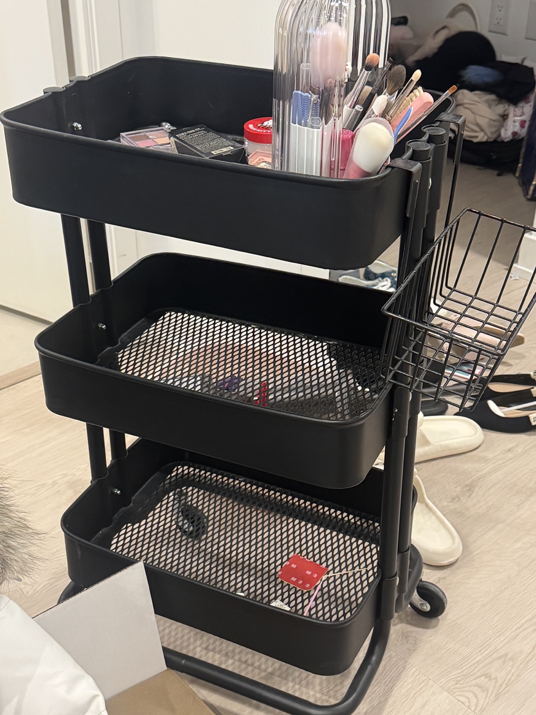 Black 3-Tier Rolling Cart