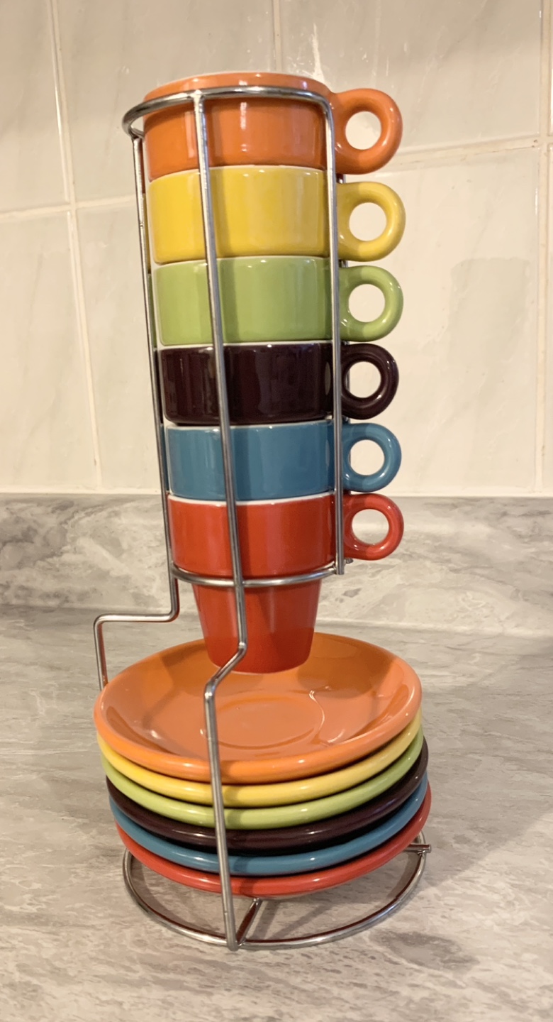 Colorful Espresso Cup and Saucer Set with Stand - photo 2