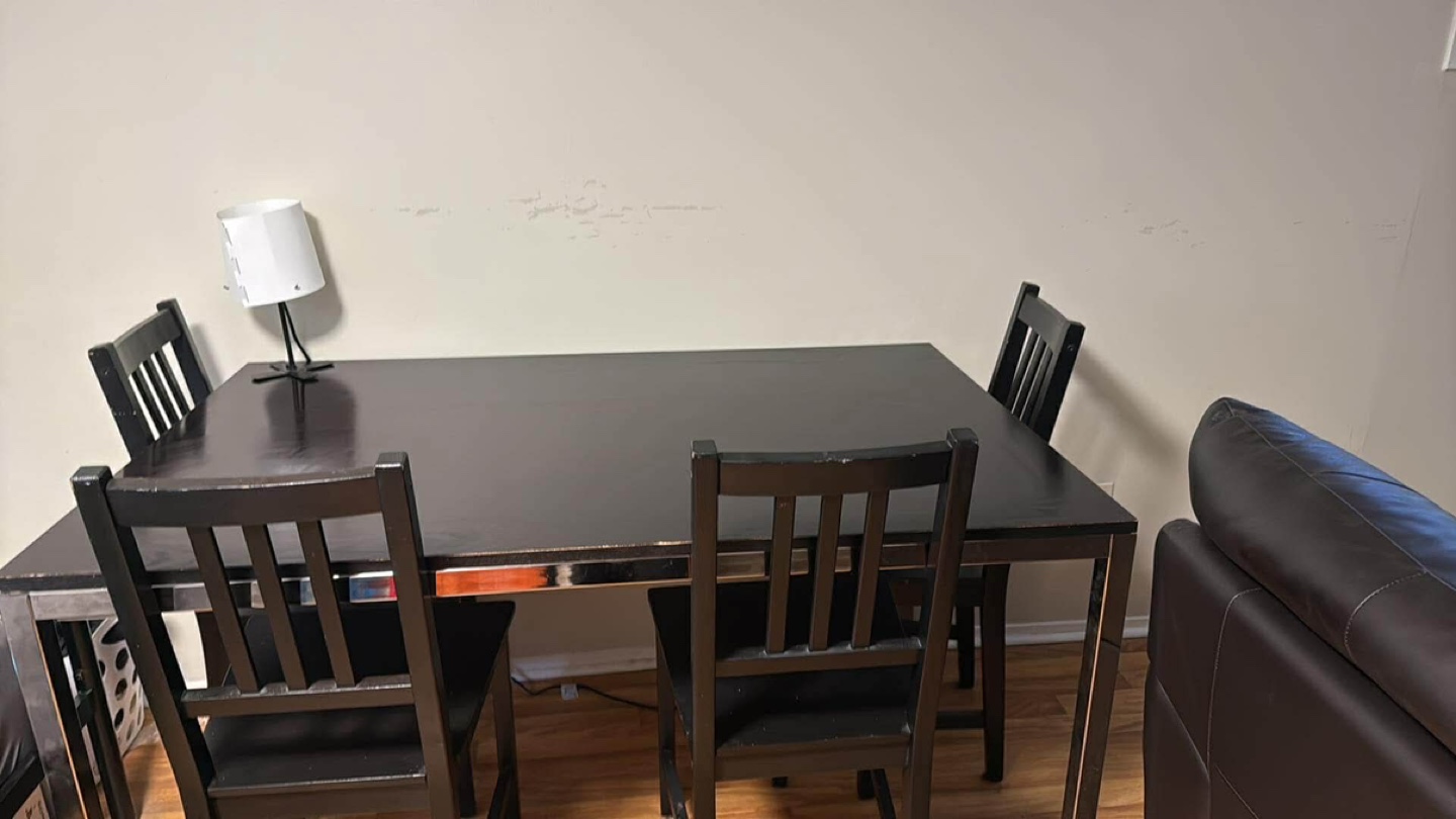 Black Dining Table Set with Four Chairs