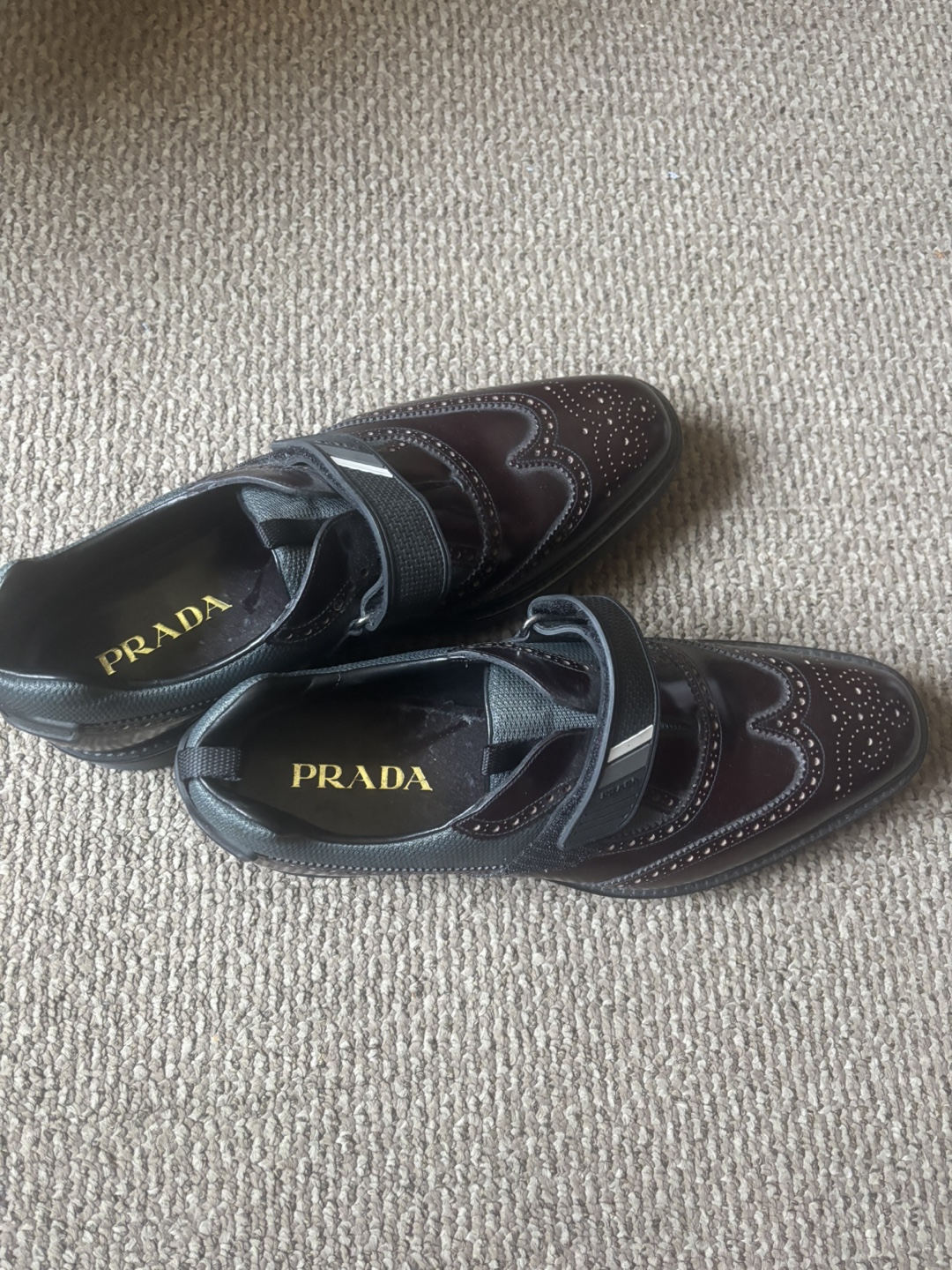 Prada Men's Burgundy Leather Wingtip Shoes - photo 4