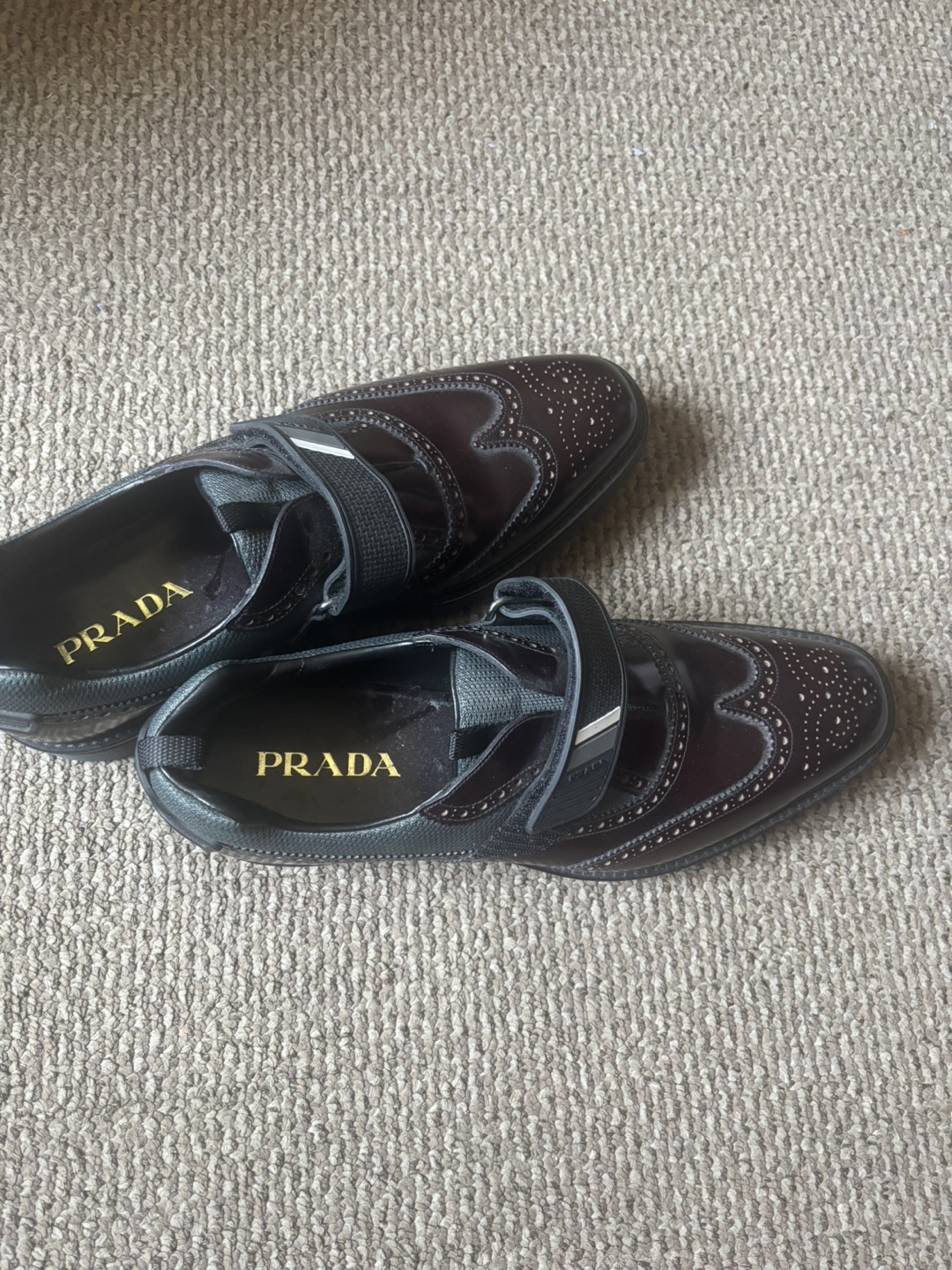 Prada Men's Burgundy Leather Wingtip Shoes - photo 3
