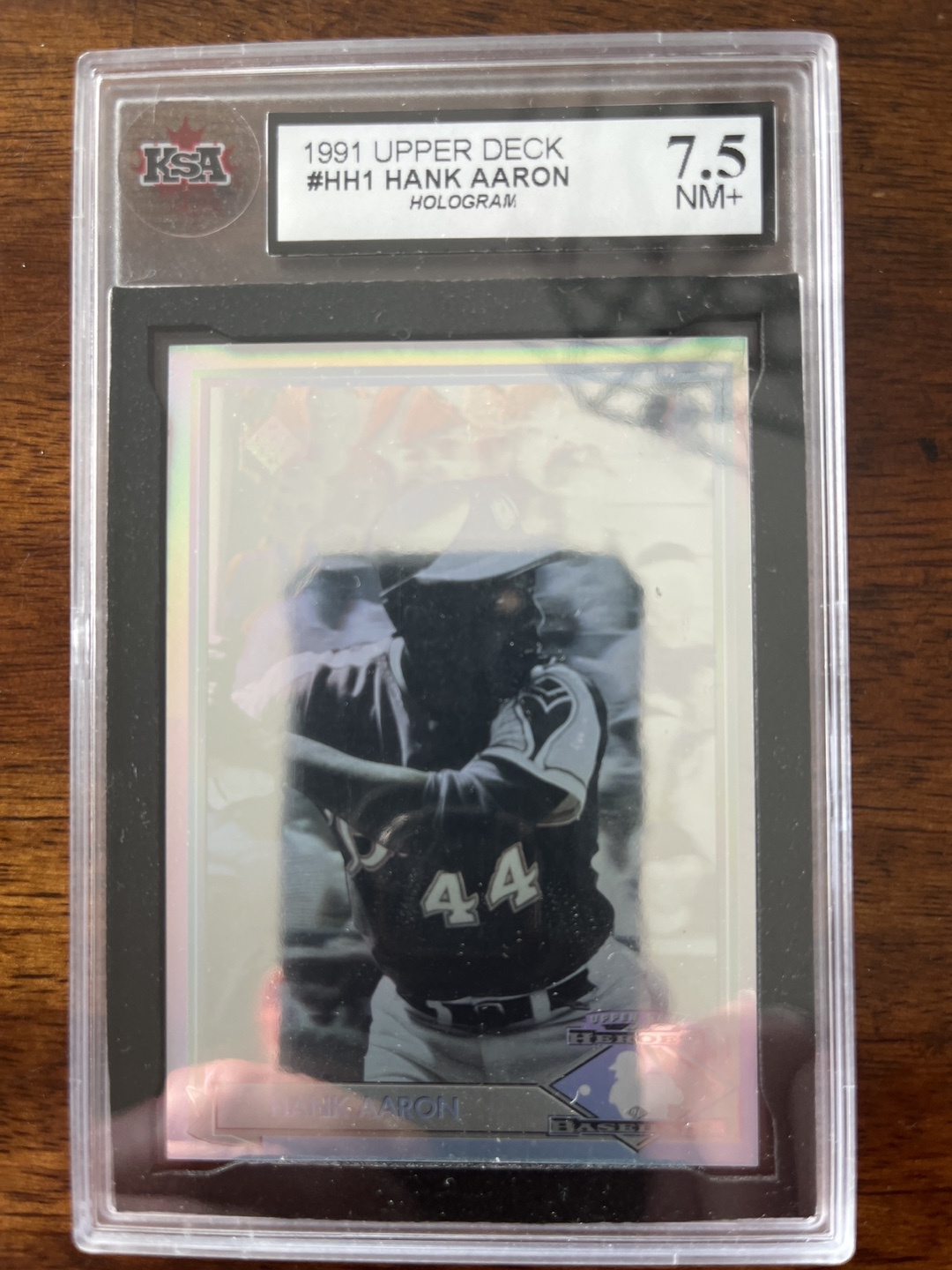 1991 Upper Deck Hank Aaron #HH1 Hologram- Graded 7.5 NM+ - photo 2
