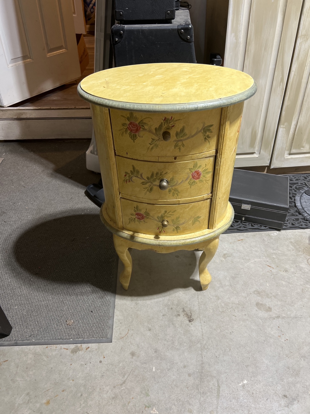 Vintage Style Painted Wooden Round End Table