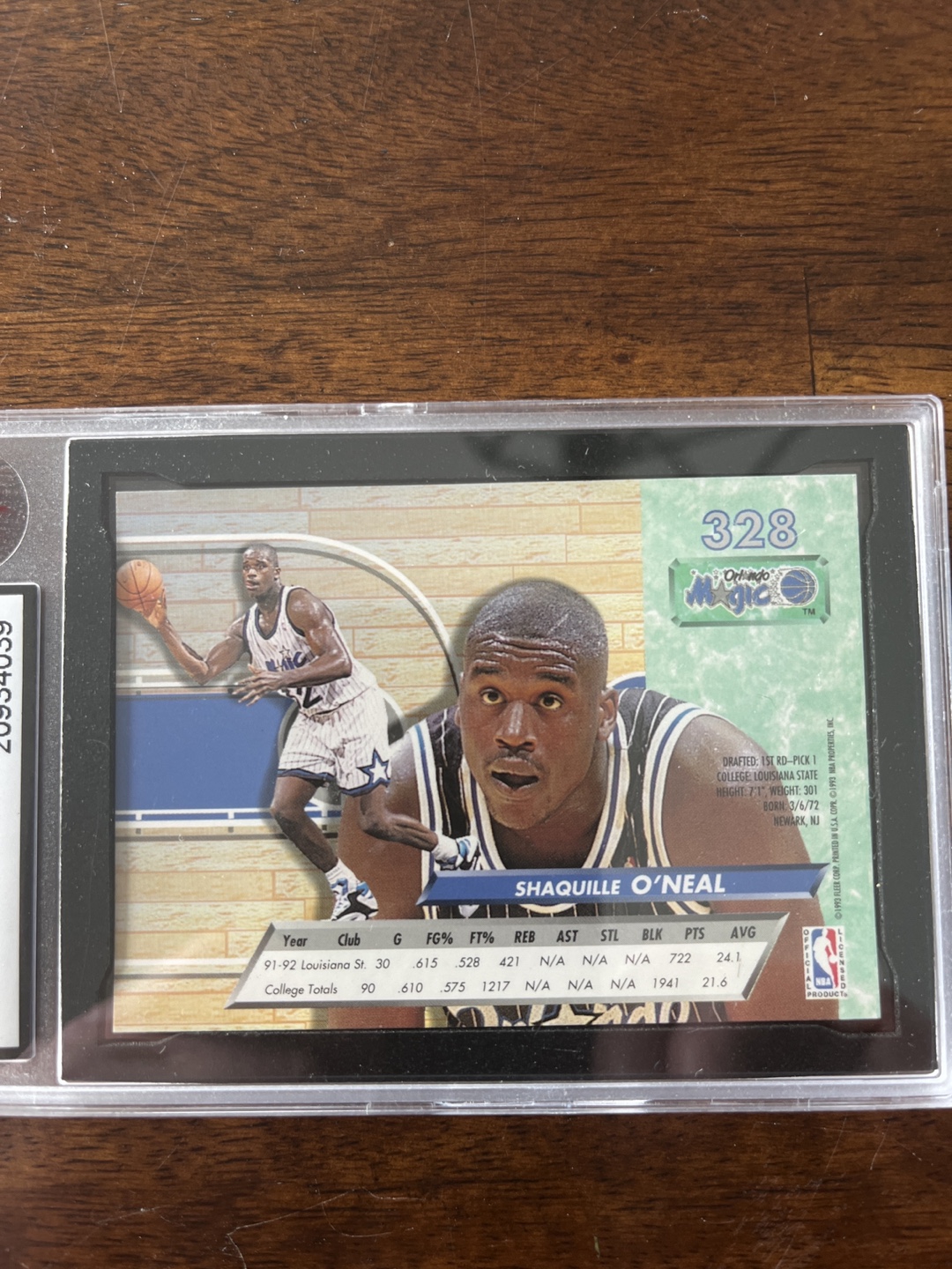 1992-93 Fleer Ultra Shaq Rookie Card #328 PSA 9 - photo 3