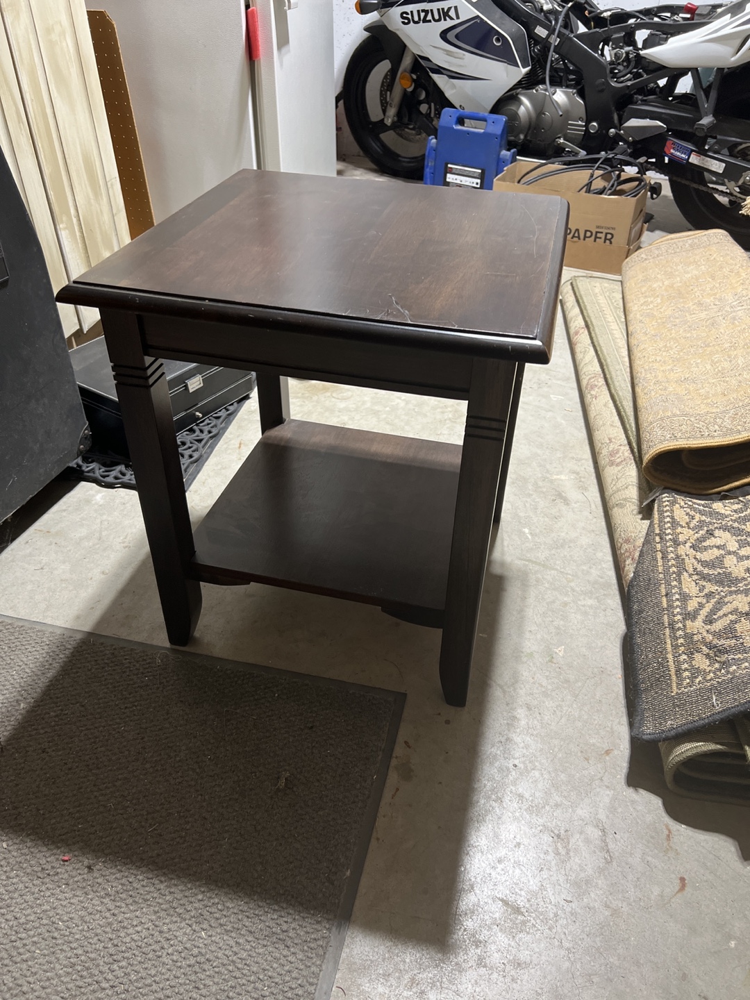 Dark Brown Wood End Table with Shelf
