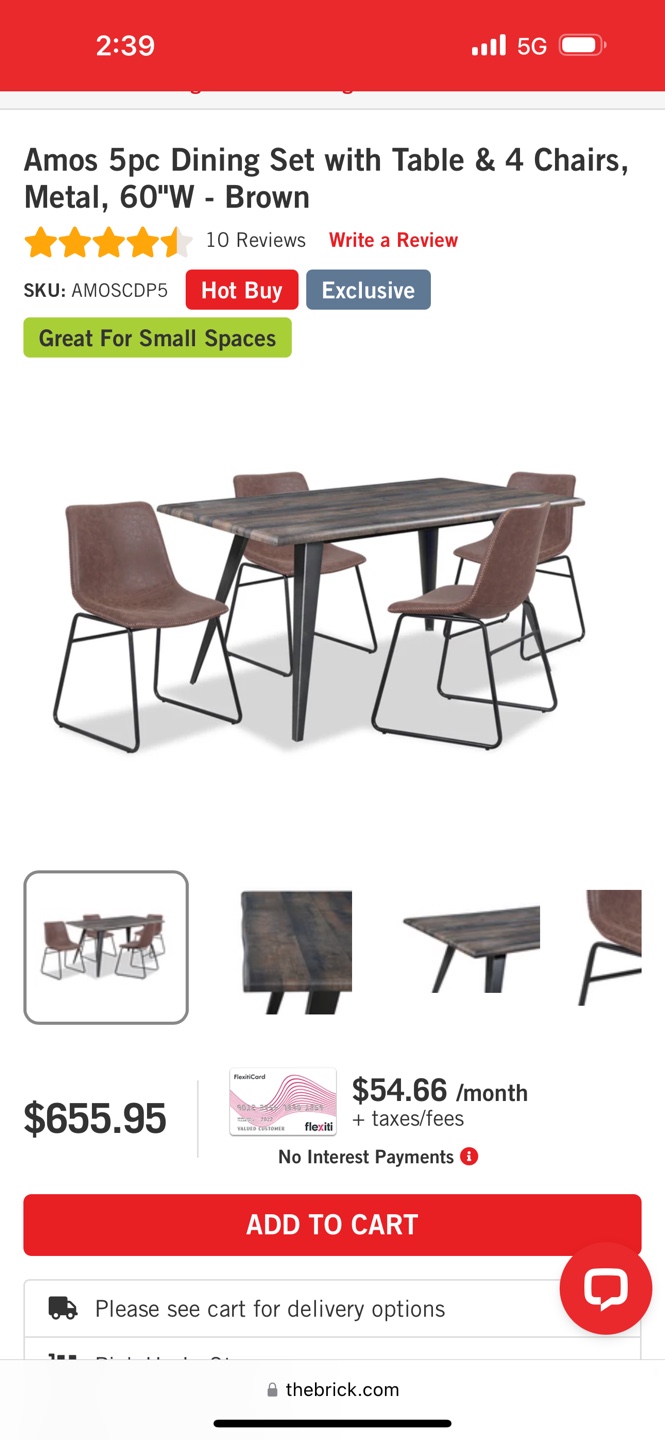 Amos 5-Piece Dining Set with Table and 4 Chairs