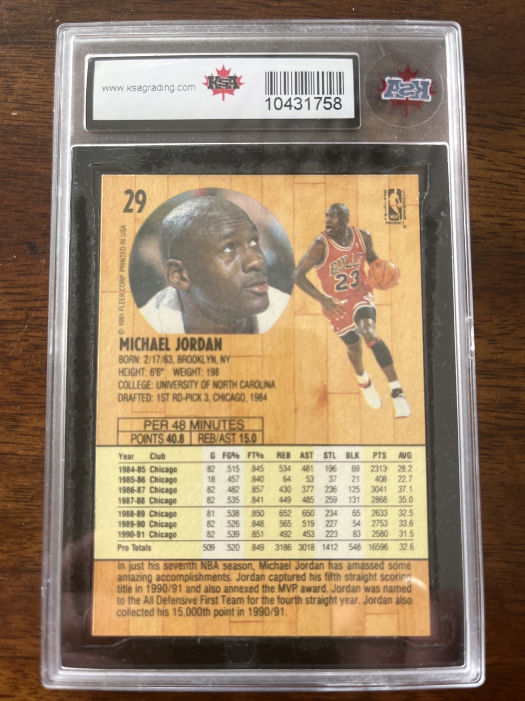 1991-92 Fleer Michael Jordan #29 Card PSA 9 - photo 2