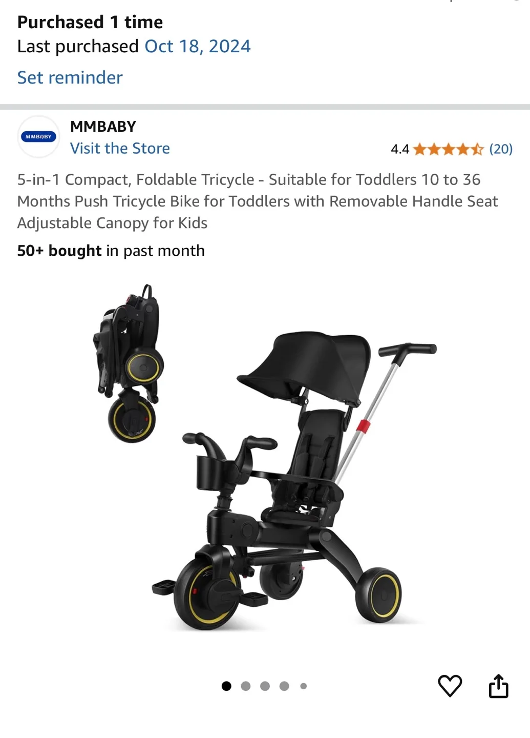 MMBABY 5-in-1 Tricycle - Black image indicator(2)