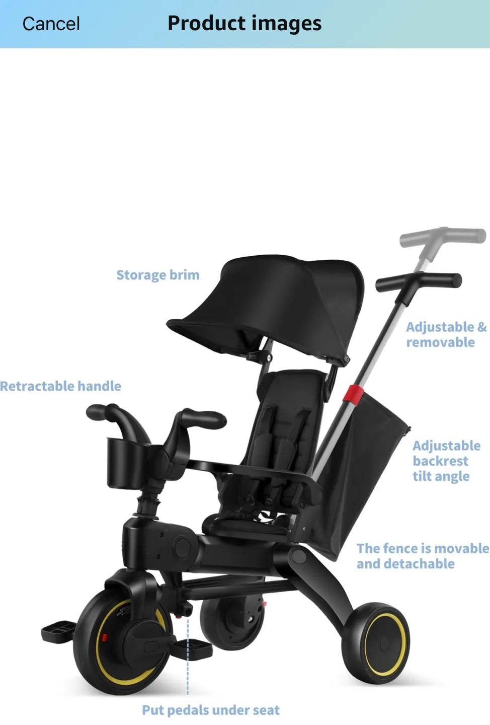 MMBABY 5-in-1 Tricycle - Black image indicator(5)