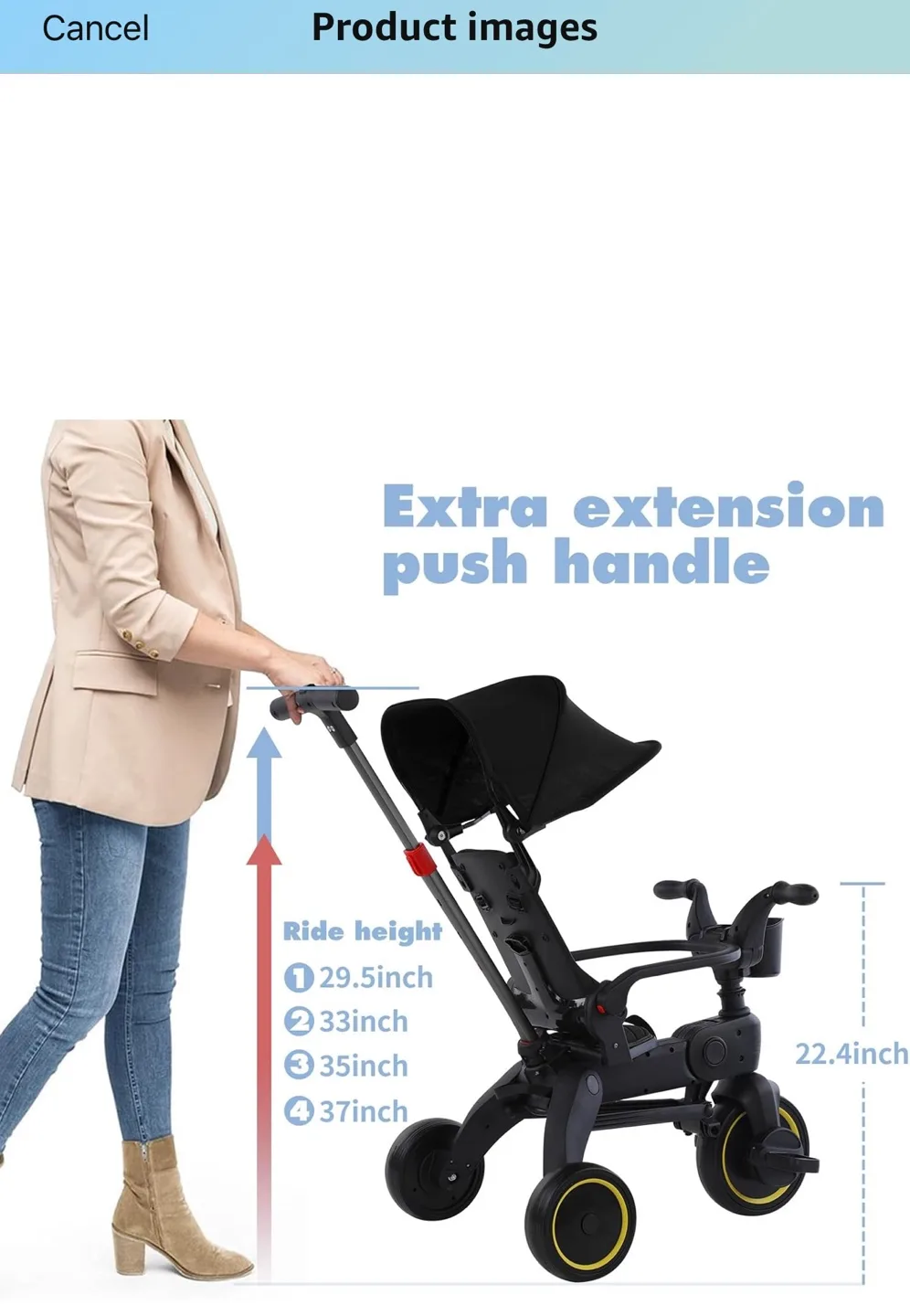 MMBABY 5-in-1 Tricycle - Black image indicator(6)