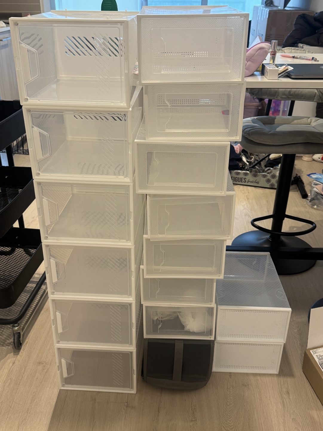 Stackable Clear Plastic Storage Bins