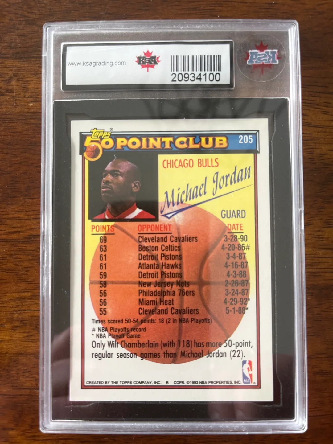 1992-93 Topps Michael Jordan #205 50 Point Club Graded 9 MINT image indicator(2)