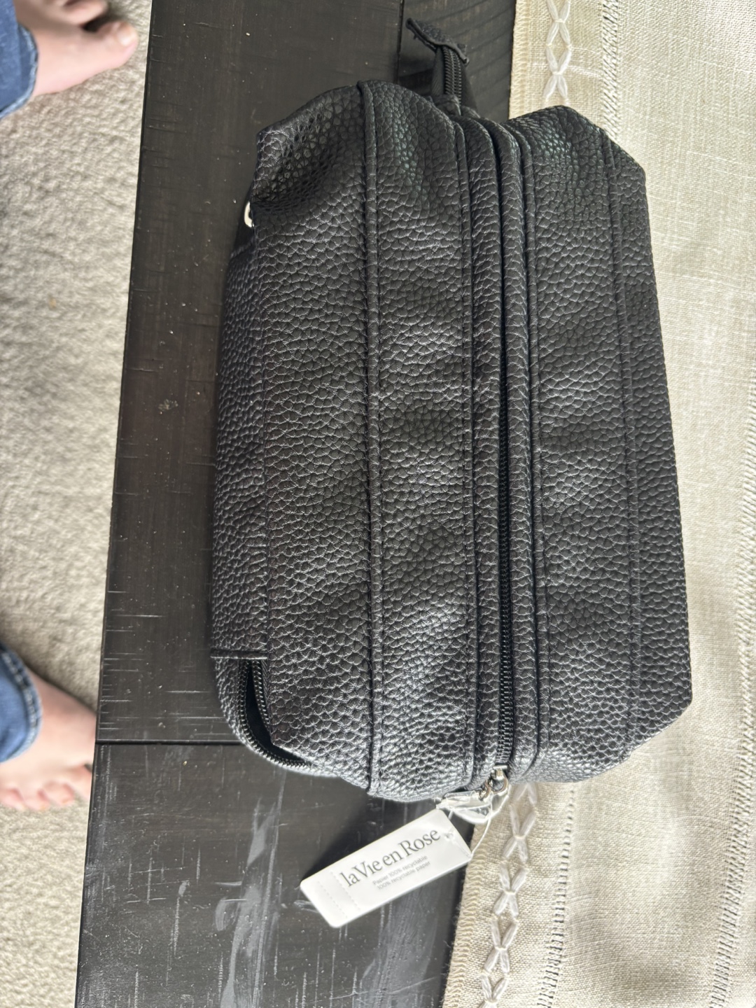la Vie en Rose Black Travel Cosmetic Bag