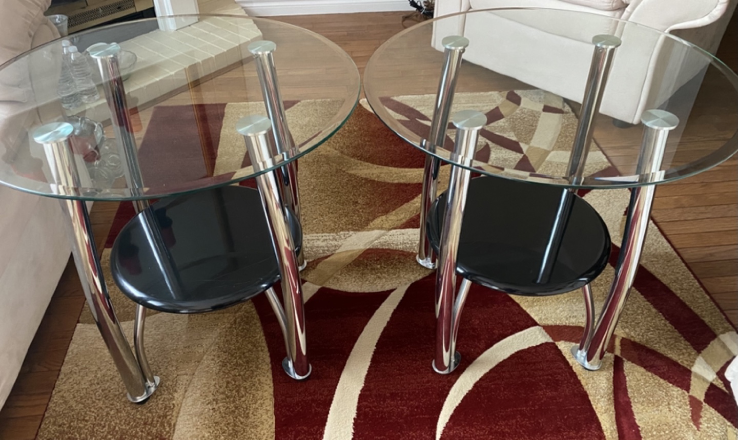 Glass-top Coffee Table Set with Two End Tables