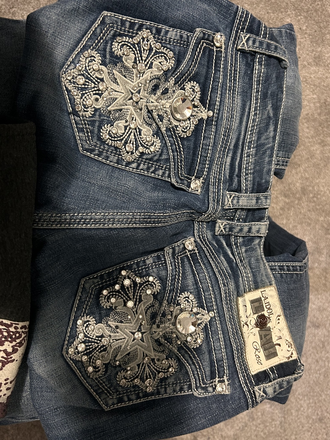 low rise rhinestone jeans - photo 2