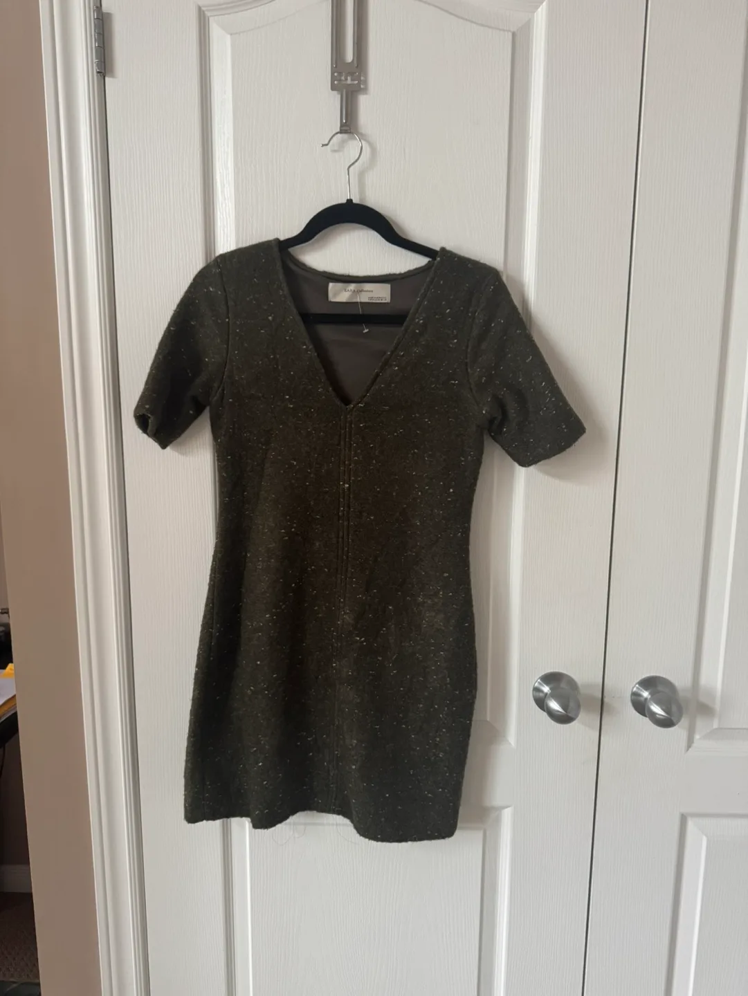 Zara Collection olive green short sleeve mini dress image indicator(2)