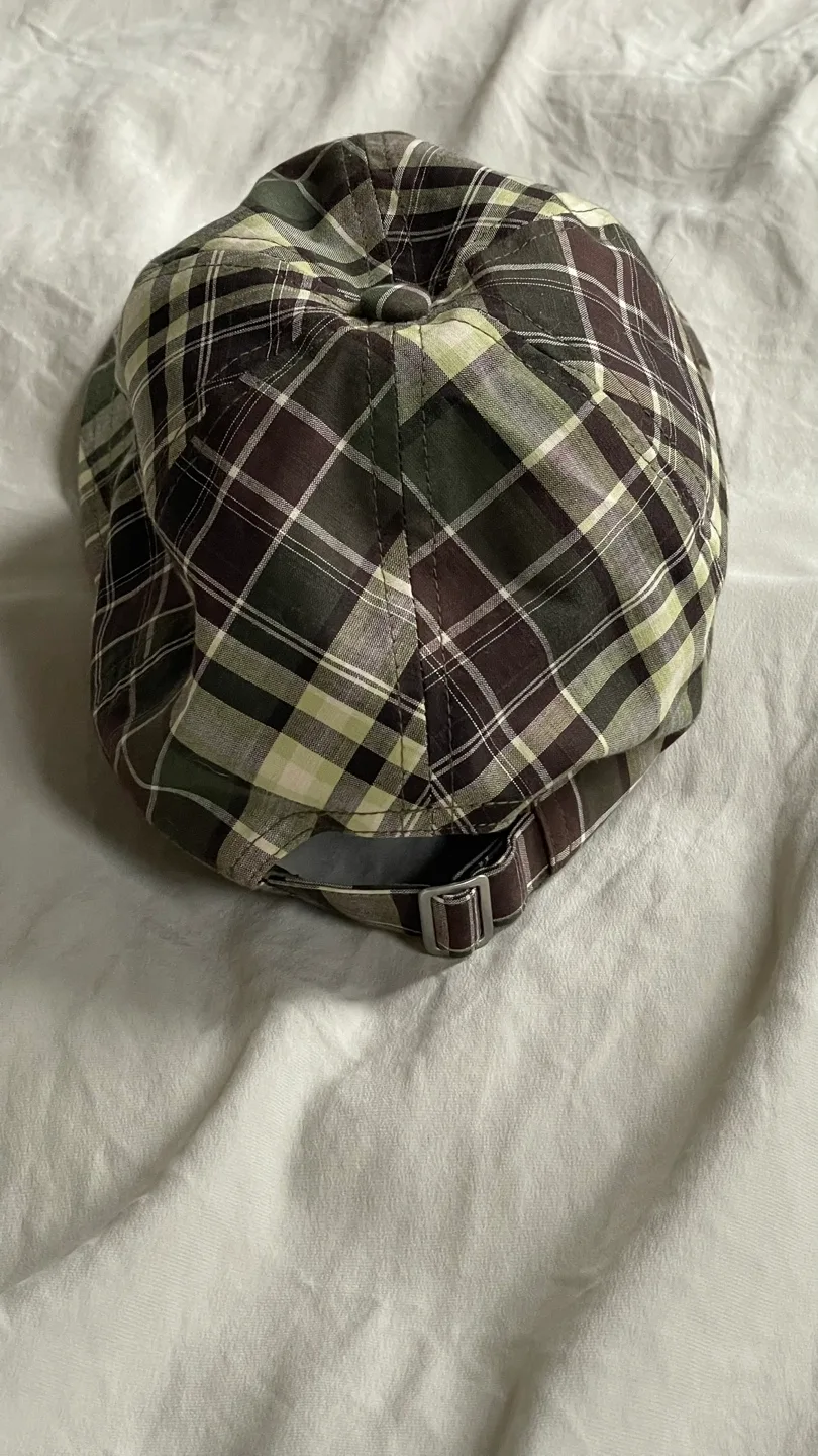 Checkered Long Brim UV Protection Cap image indicator(3)