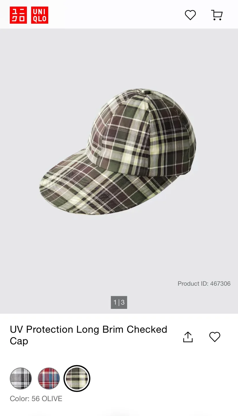 Checkered Long Brim UV Protection Cap image indicator(5)