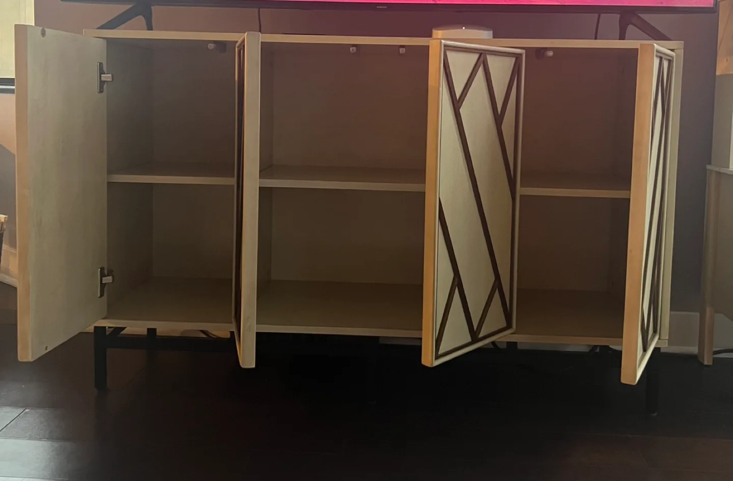 MOVING SALE: Modern Buffet Cabinet with Geometric Design image indicator(2)