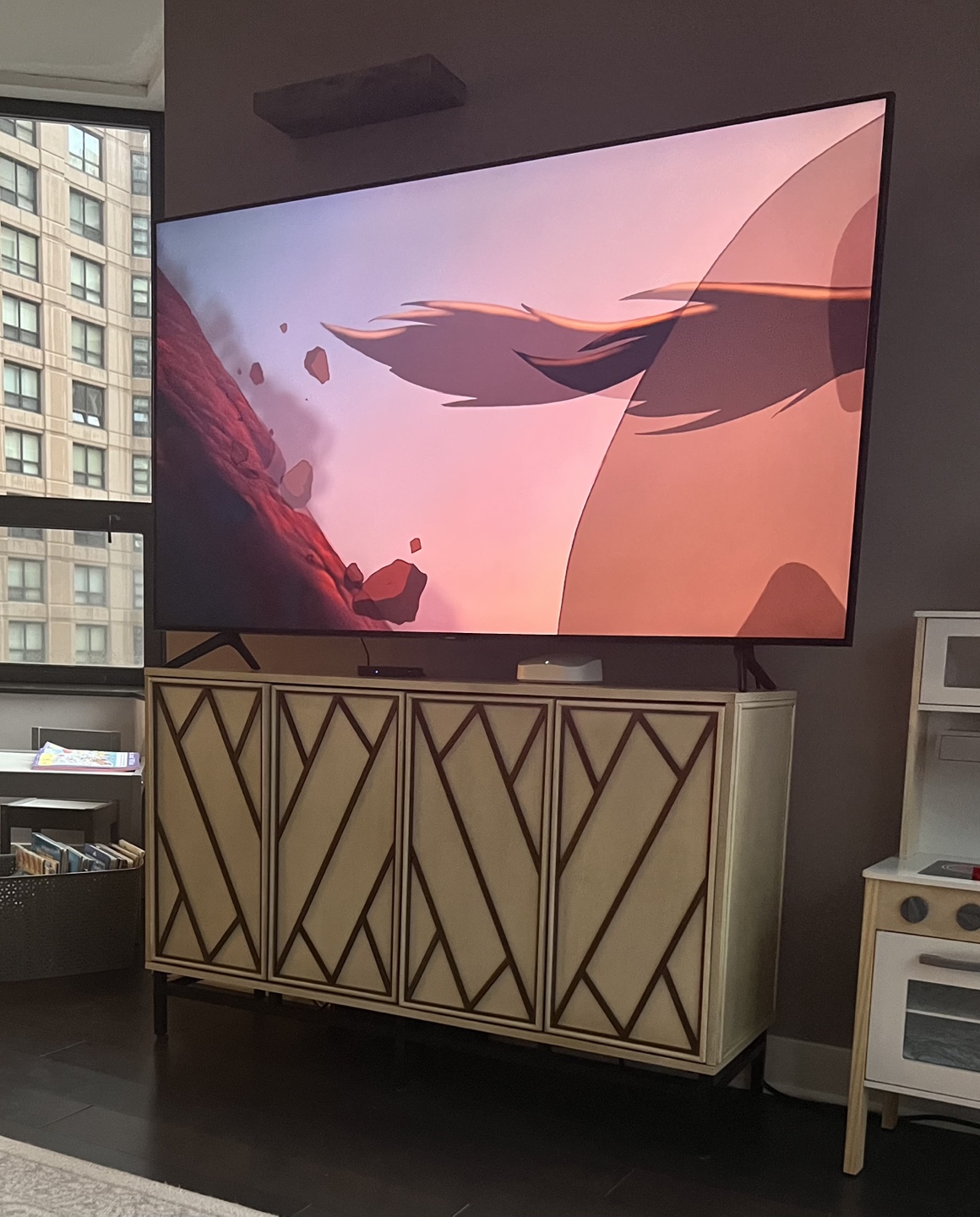 MOVING SALE: Modern Buffet Cabinet with Geometric Design