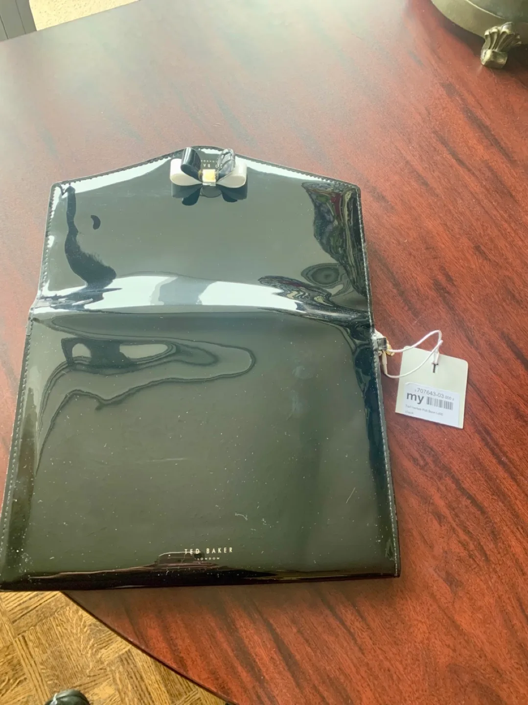 Ted Baker London Black Patent Leather Envelope Clutch image indicator(4)