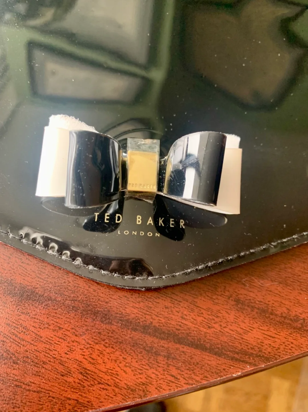 Ted Baker London Black Patent Leather Envelope Clutch image indicator(2)