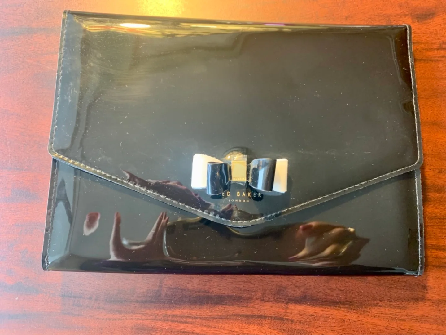 Ted Baker London Black Patent Leather Envelope Clutch image indicator(5)