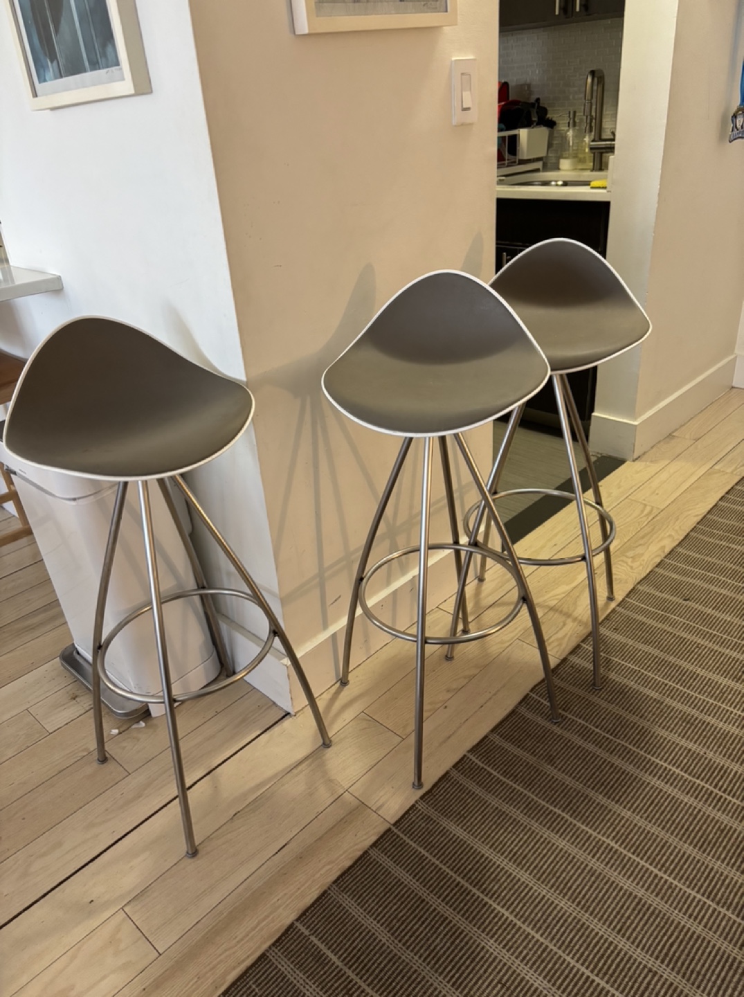 Set of Three Modern Counter Stools