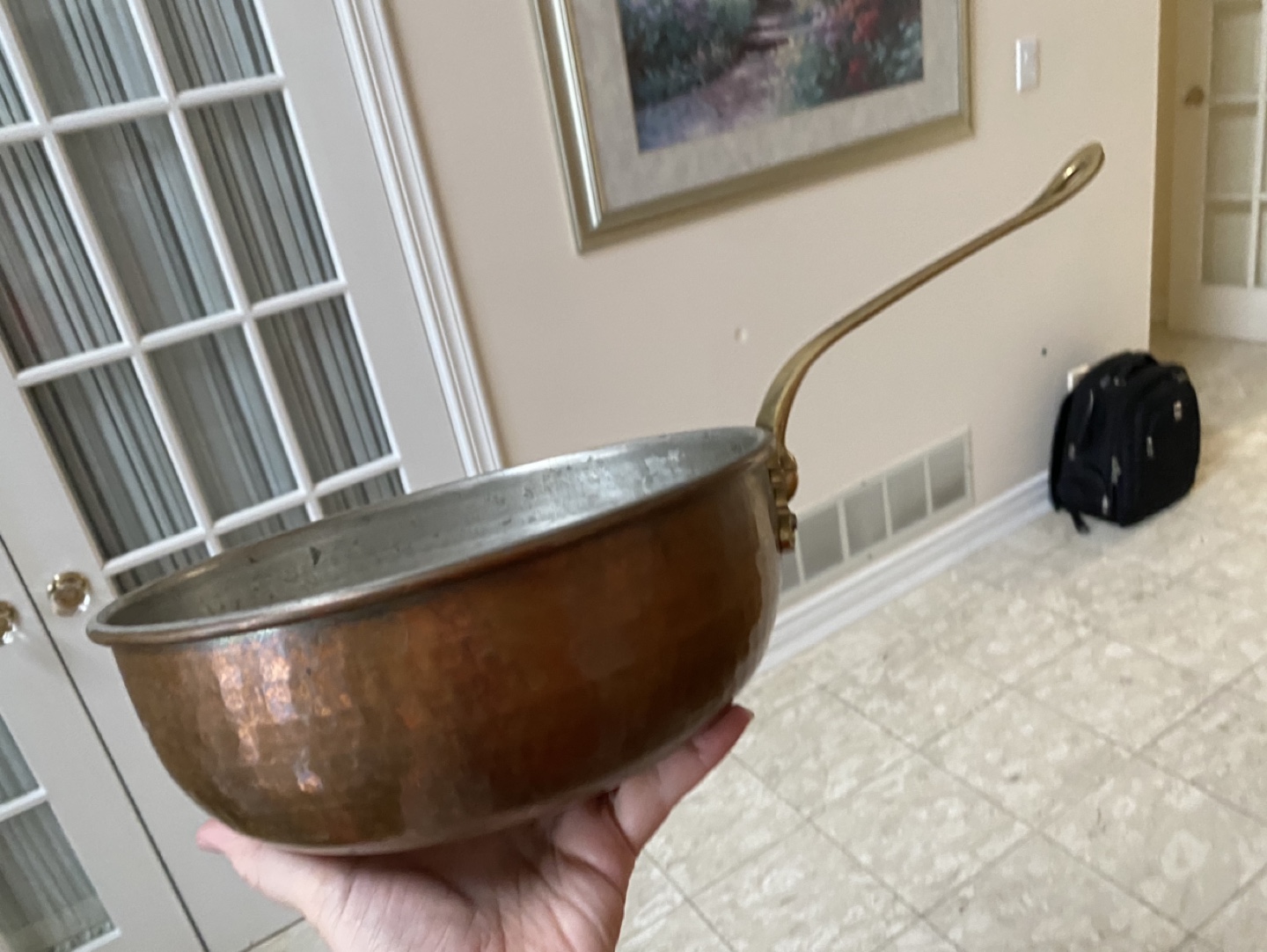 Vintage Copper Saucepan with Brass Handle