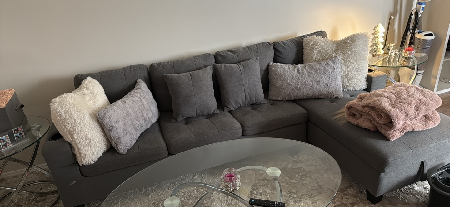 Grey Sectional Sofa with Storage
