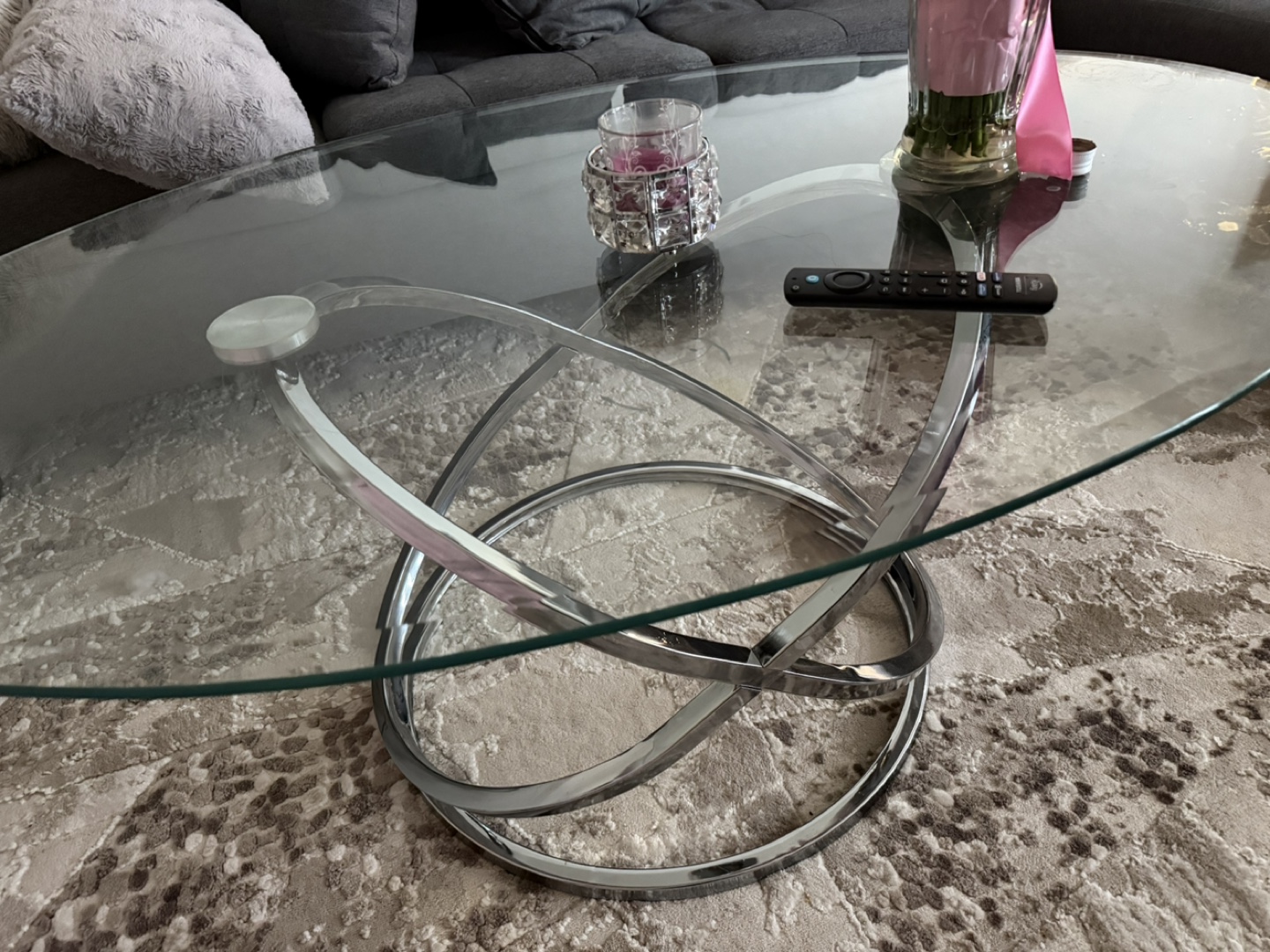 Glass Top Coffee Table with Chrome Base - photo 2