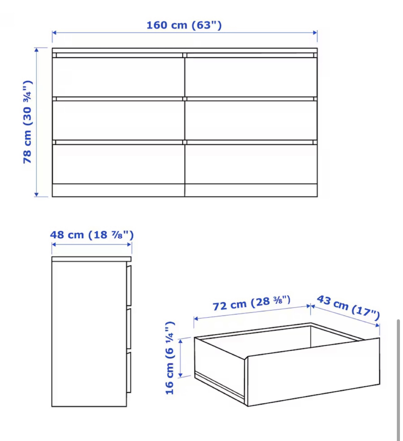 IKEA MALM 6-drawer dresser - White - photo 3