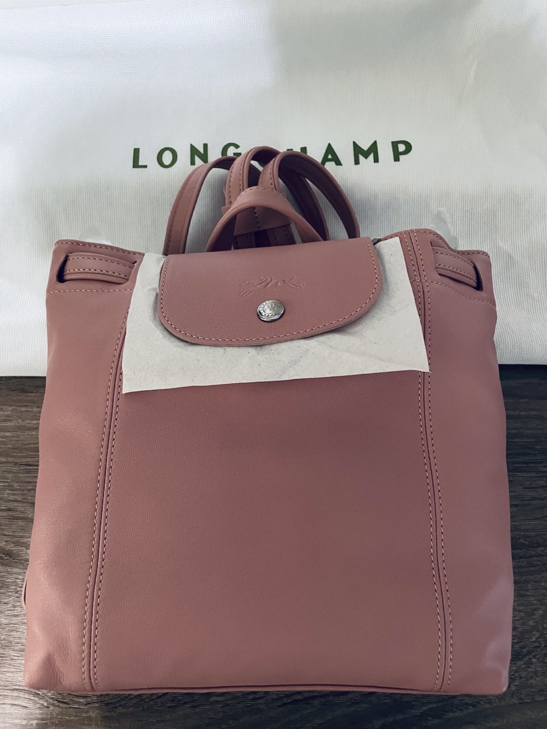 New Longchamp Le Pliage Cuir Backpack - Pink