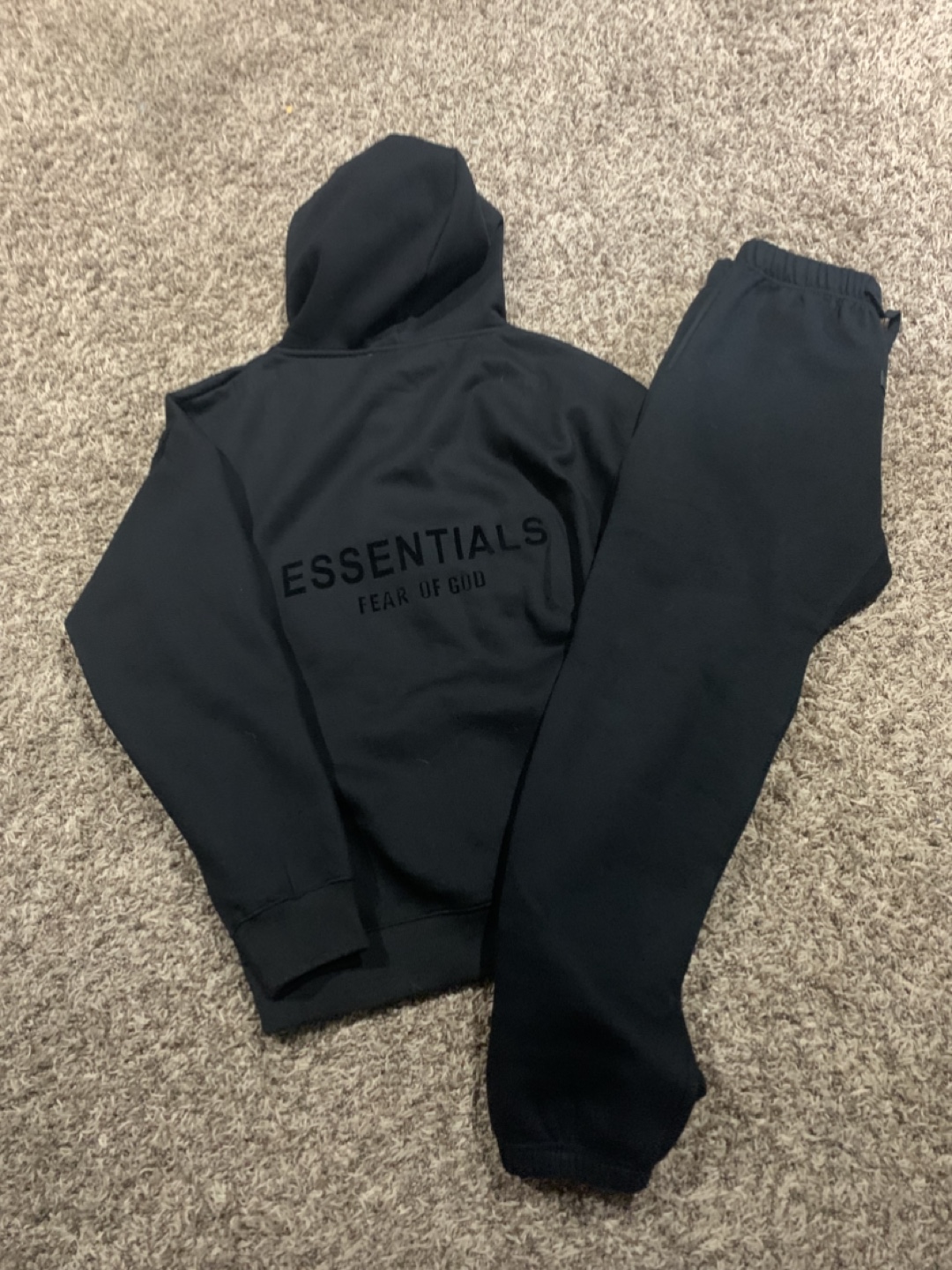 Fear of God Essentials Black Hoodie and Joggers Set