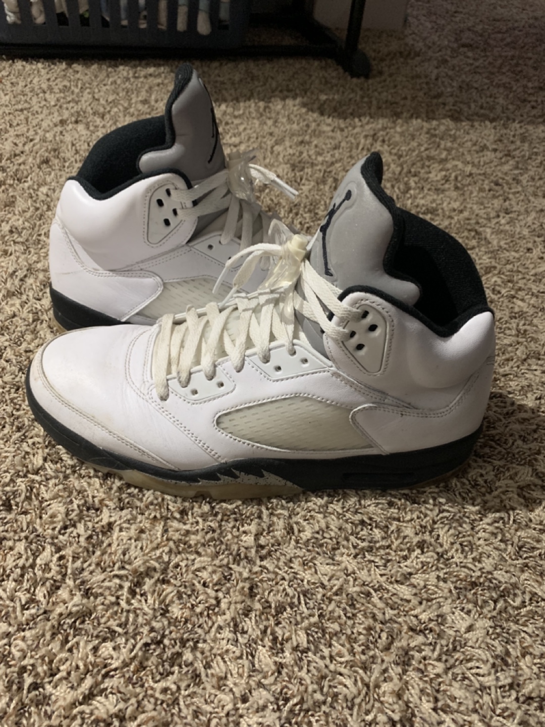Air Jordan 5 Retro White/Black-Metallic Silver Men's Shoes