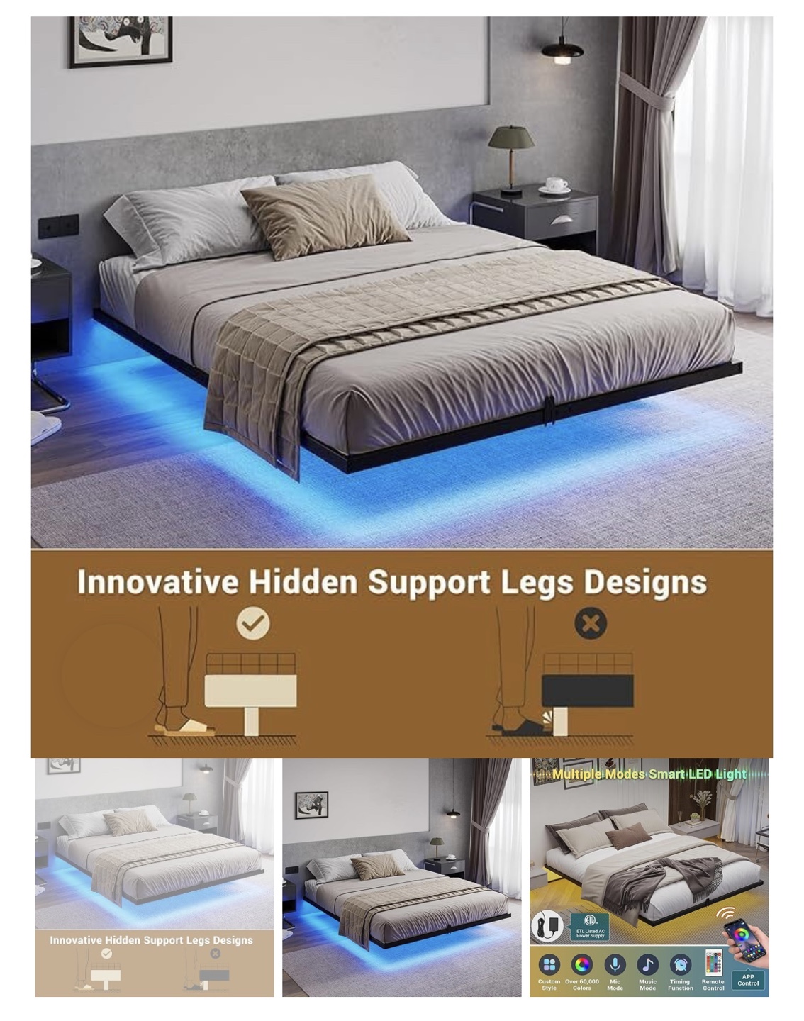 Floating Queen Size Bed Frame