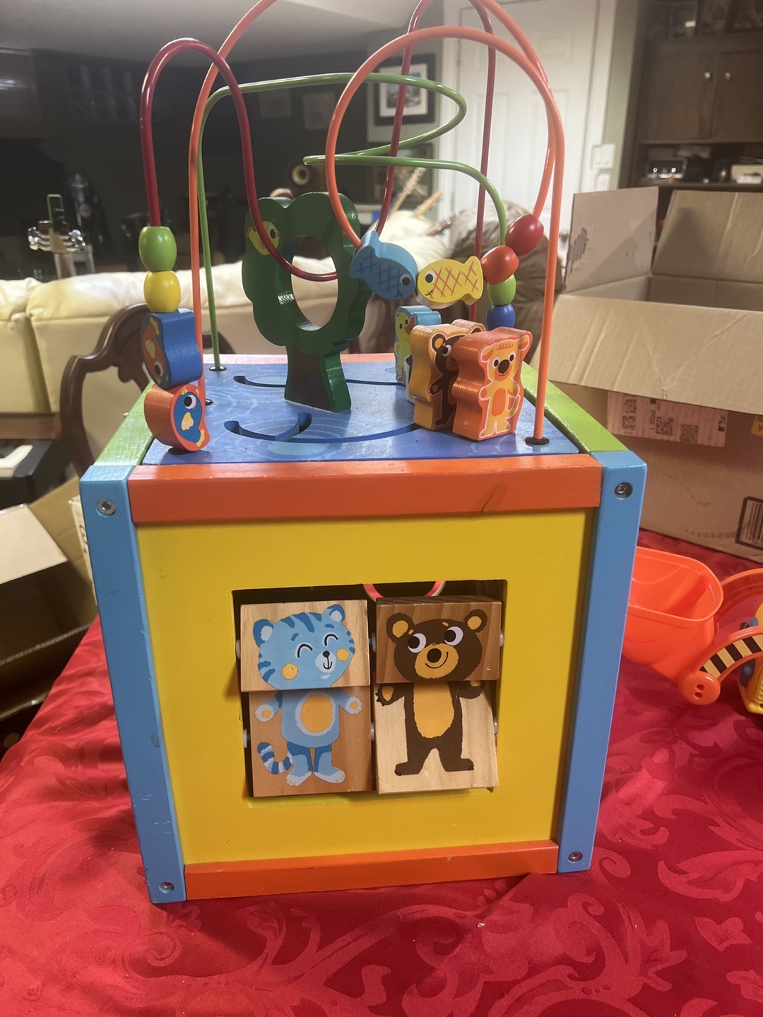 Wooden Activity Cube Toy for Toddlers