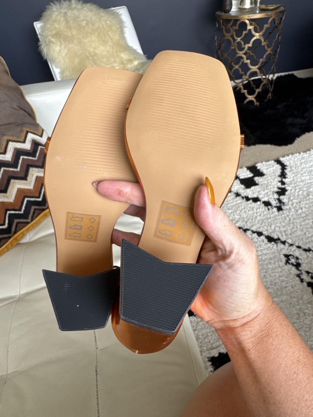 Bronze Metallic Block Heel Sandals - photo 3
