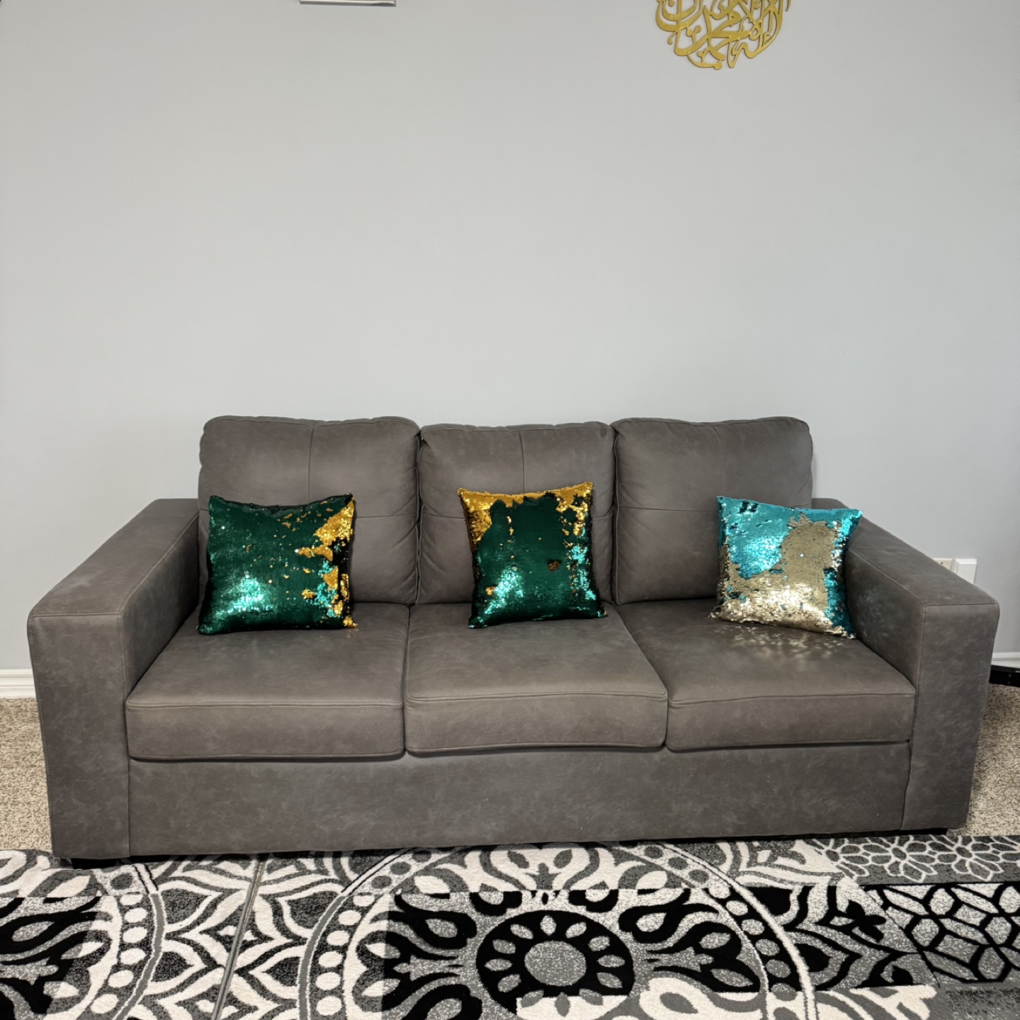 New Gray Sofa with Three Cushions - photo 4