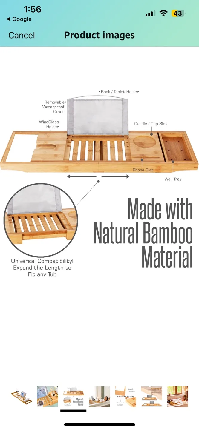 MOVING SALE - BIOSLIVING Bamboo Bathtub Caddy - no delivery image indicator(2)