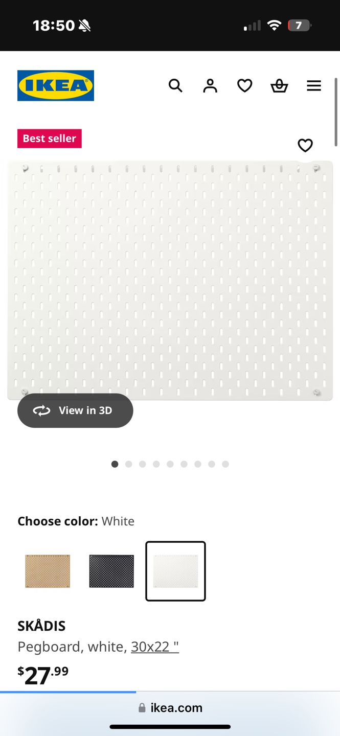IKEA SKADIS Pegboard - White - 30x22" - photo 2