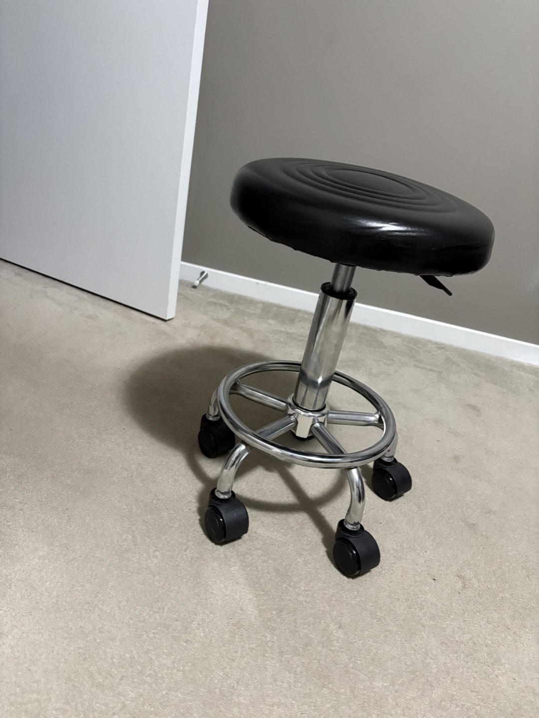 Black Rolling Adjustable Stool - photo 2