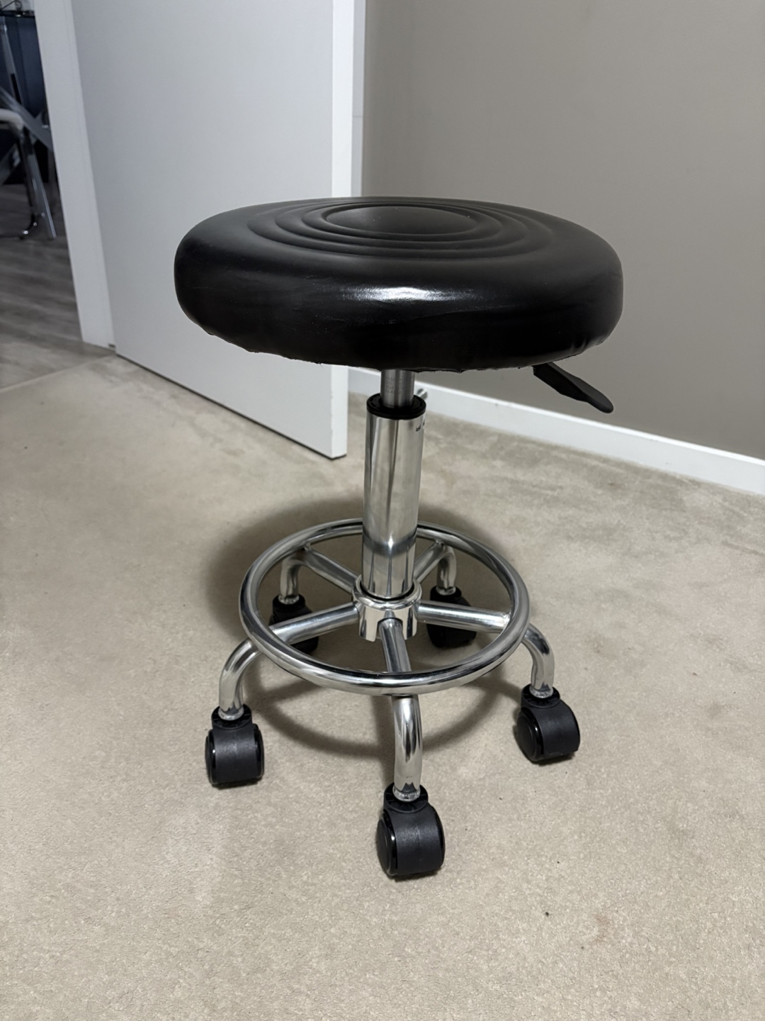 Black Rolling Adjustable Stool