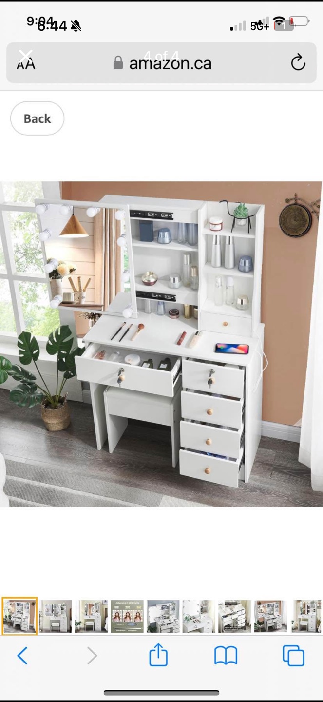 White Vanity Set with Mirror and Lights