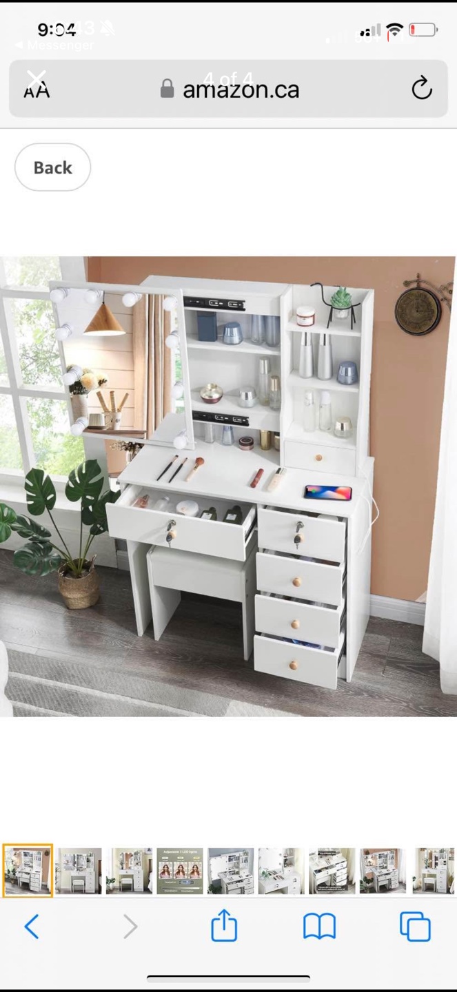 White Vanity Set with Mirror and Lights - photo 2