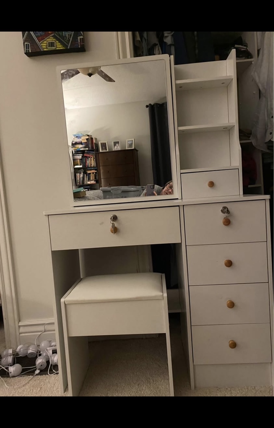 White Vanity Set with Mirror and Lights - photo 4