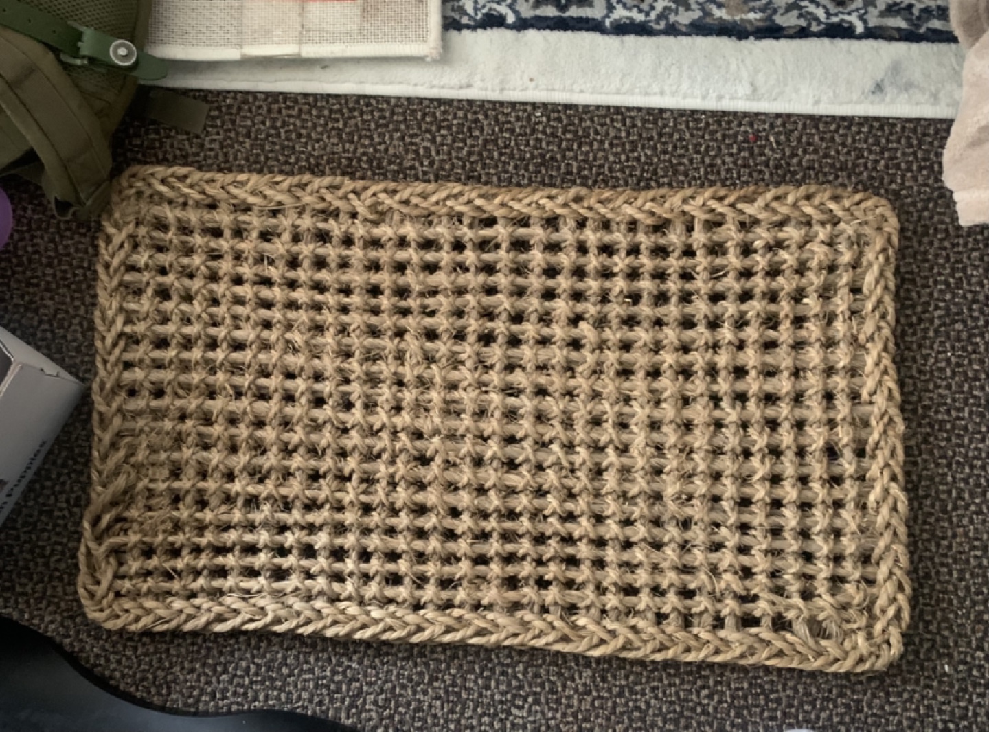 woven natural fibre doormat